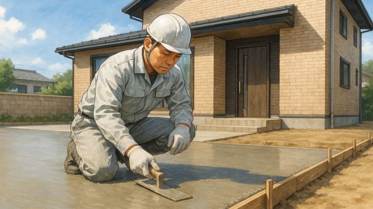 桑名市の外構や庭に土間コンクリートを施工した画像