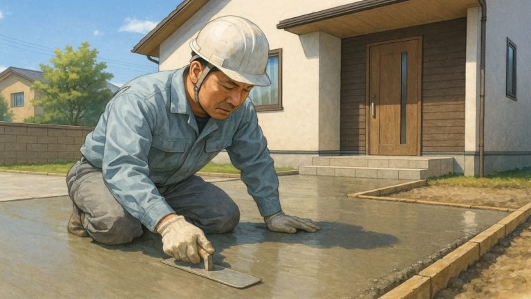 前橋市の外構や庭に土間コンクリートを施工した画像