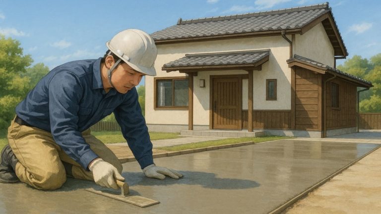 松江市の外構や庭に土間コンクリートを施工した画像