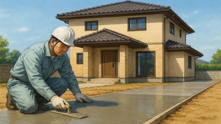 松阪市の外構や庭に土間コンクリートを施工した画像