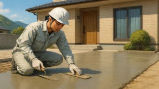 三原市の外構や庭に土間コンクリートを施工した画像