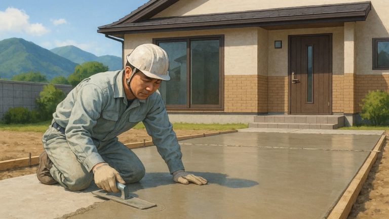 南アルプス市の外構や庭に土間コンクリートを施工した画像