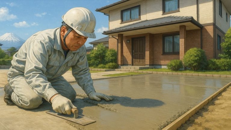 三島市の外構や庭に土間コンクリートを施工した画像