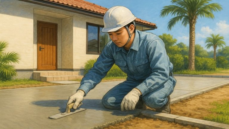 宮崎県の外構や庭に土間コンクリートを施工した画像