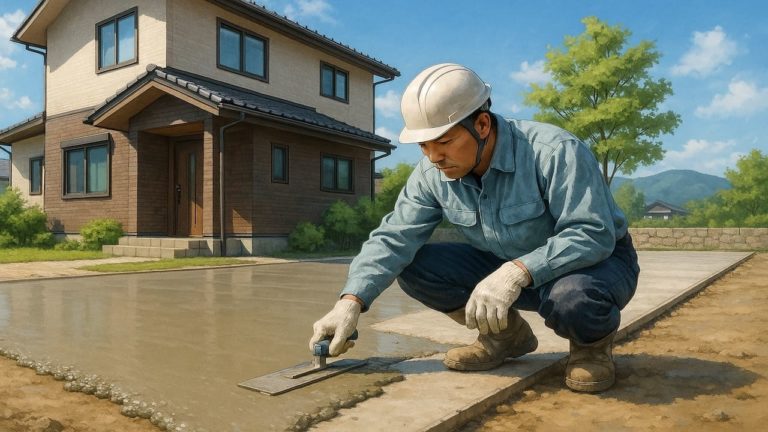 盛岡市の外構や庭に土間コンクリートを施工した画像