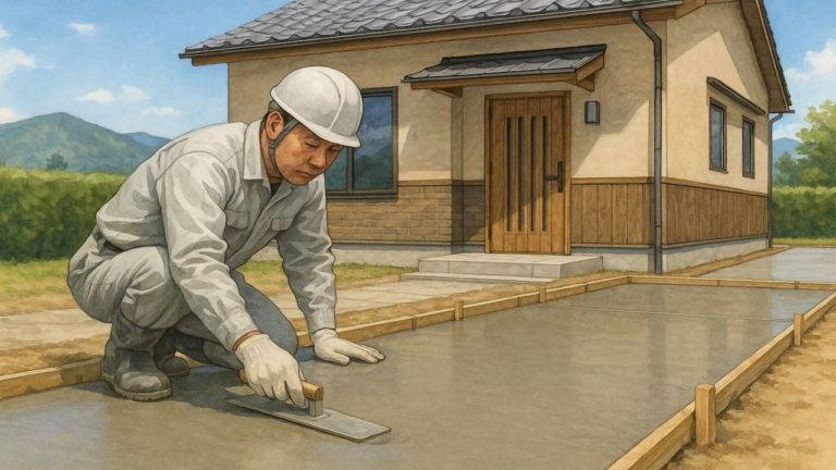 長野県の外構や庭に土間コンクリートを施工した画像