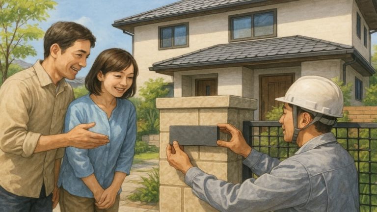 表札を外構工事と一緒に設置する職人