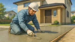 習志野市の外構や庭に土間コンクリートを施工した画像