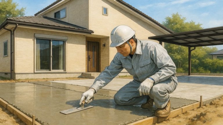 成田市の外構や庭に土間コンクリートを施工した画像