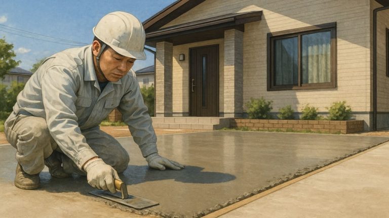 名取市の外構や庭に土間コンクリートを施工した画像