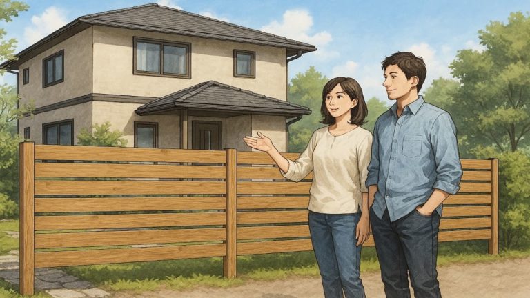 外構のナチュラルフェンス素材を設置した画像