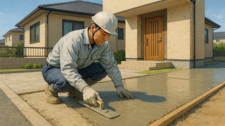 西尾市の外構や庭に土間コンクリートを施工した画像