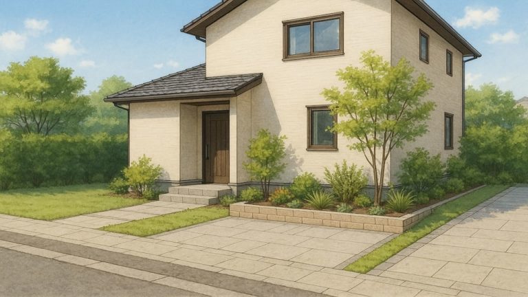 外構門柱なしのオープンデザイン