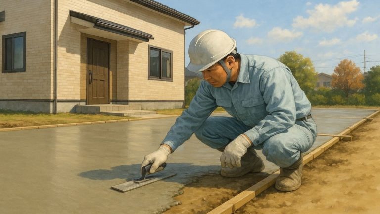 野田市の外構や庭に土間コンクリートを施工した画像