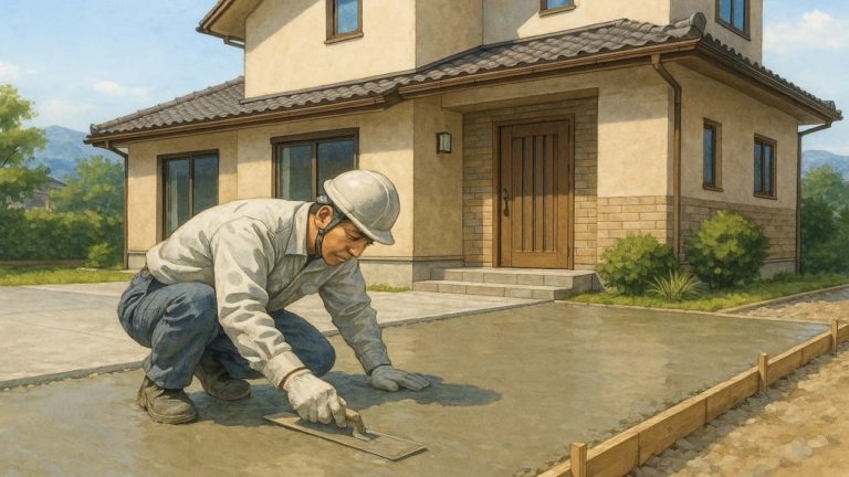 小田原市の外構や庭に土間コンクリートを施工した画像