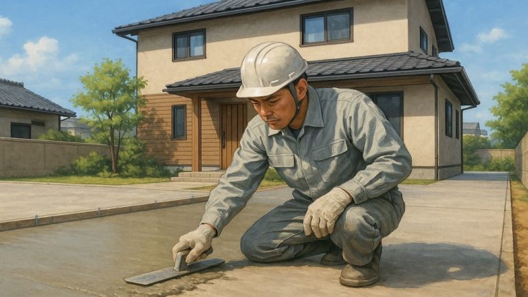 大垣市の外構や庭に土間コンクリートを施工した画像