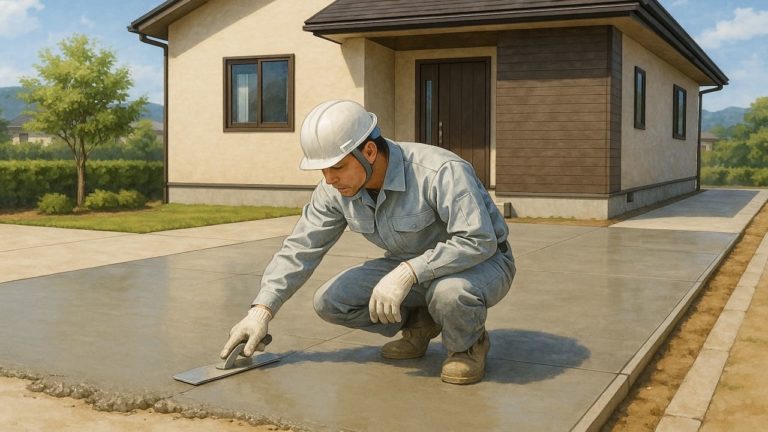 大分県の外構や庭に土間コンクリートを施工した画像