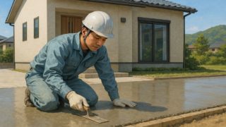 岡山県の外構や庭に土間コンクリートを施工した画像