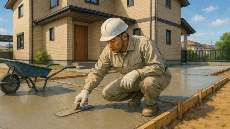 岡崎市の外構や庭に土間コンクリートを施工した画像