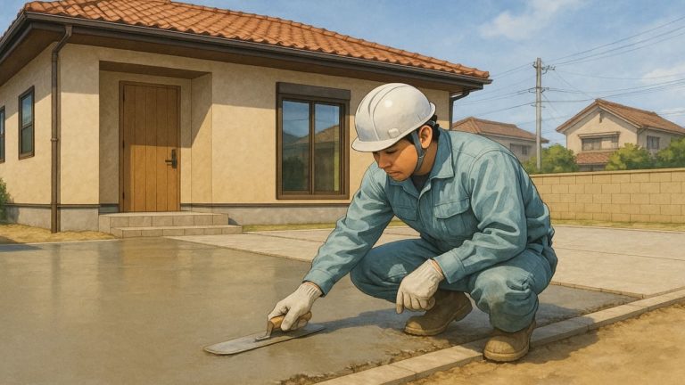 大牟田市の外構や庭に土間コンクリートを施工した画像