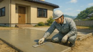 尾道市の外構や庭に土間コンクリートを施工した画像