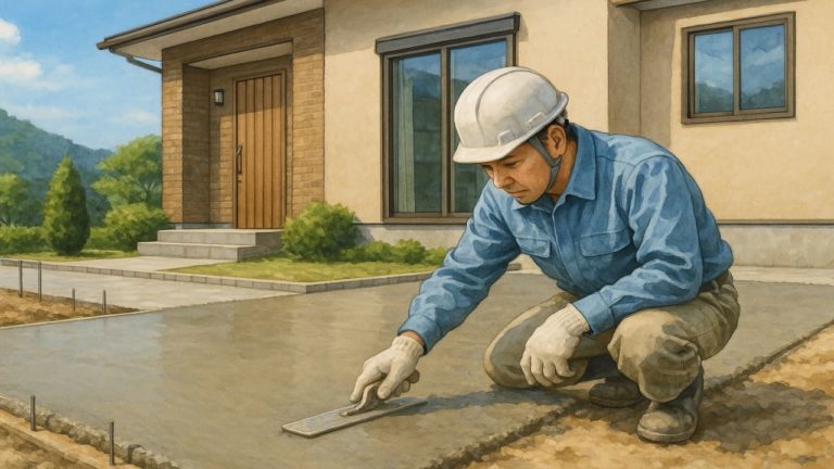 大津市の外構や庭に土間コンクリートを施工した画像