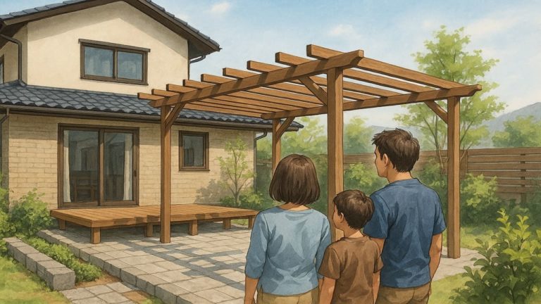 パーゴラを庭に設置した画像