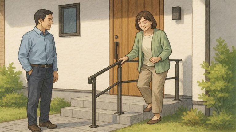 玄関手すりを設置した夫婦