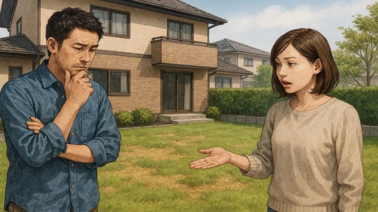 庭の芝生をやめたい女性