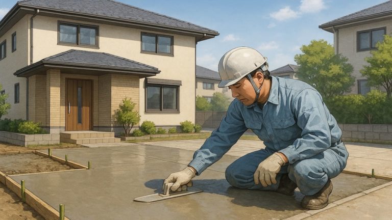 相模原市の外構や庭に土間コンクリートを施工した画像