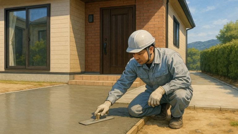 西条市の外構や庭に土間コンクリートを施工した画像