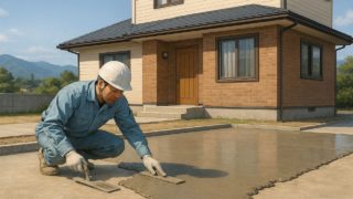 佐久市の外構や庭に土間コンクリートを施工した画像