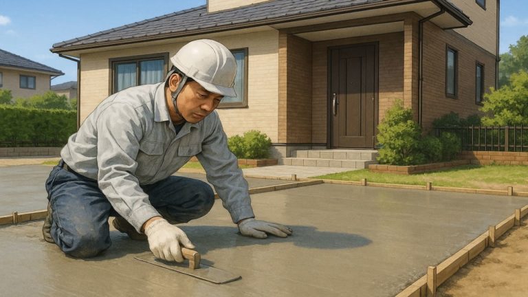 佐倉市の外構や庭に土間コンクリートを施工した画像