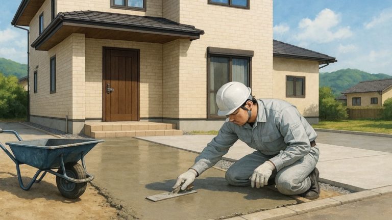 三田市の外構や庭に土間コンクリートを施工した画像