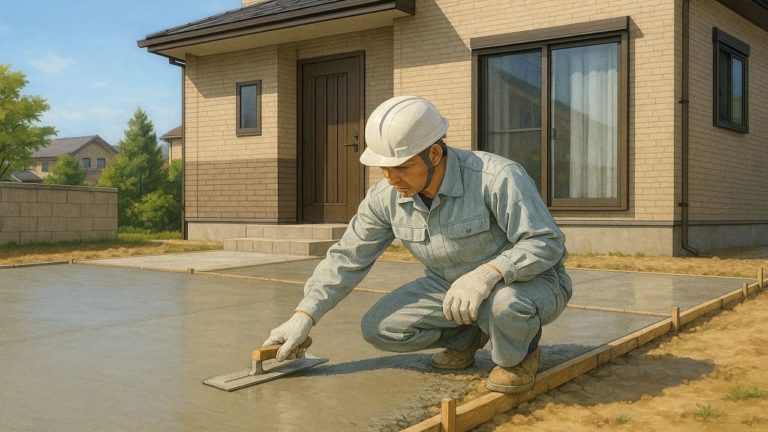 佐野市の外構や庭に土間コンクリートを施工した画像