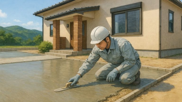 佐世保市の外構や庭に土間コンクリートを施工した画像