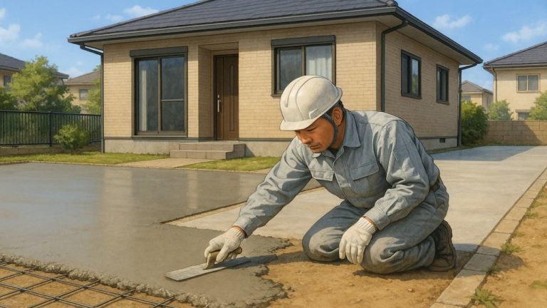 狭山市の外構や庭に土間コンクリートを施工した画像