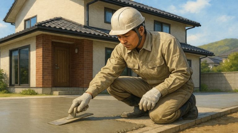 静岡県の外構や庭に土間コンクリートを施工した画像