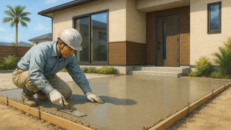 湘南の外構や庭に土間コンクリートを施工した画像