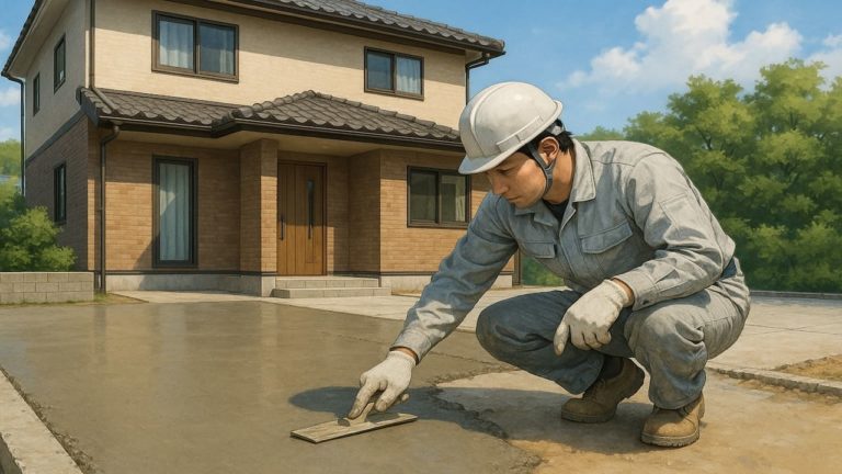 周南市の外構や庭に土間コンクリートを施工した画像