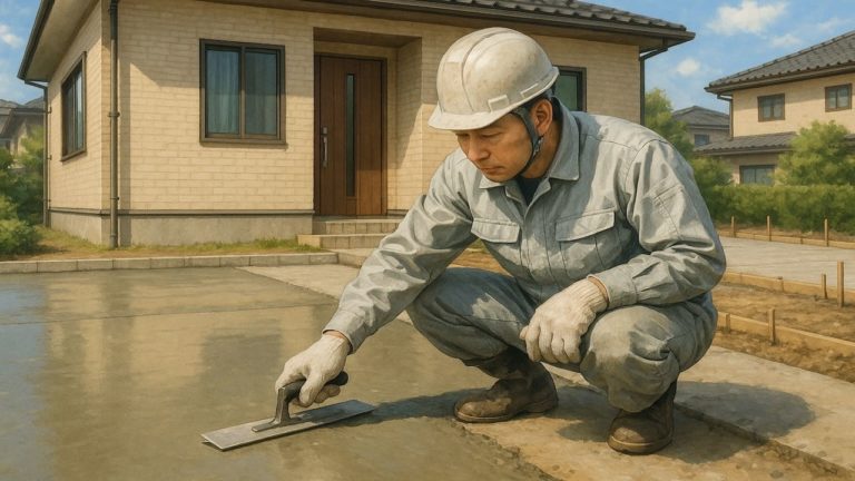 草加市の外構や庭に土間コンクリートを施工した画像