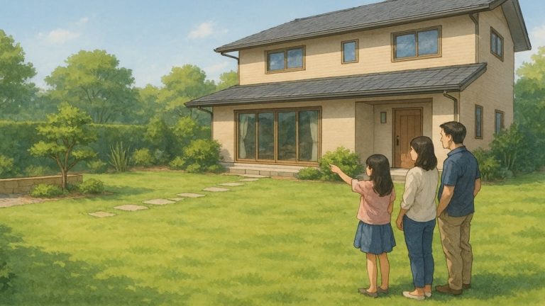 広い庭を持つ戸建ての画像