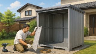 物置を自分でDIYする男性