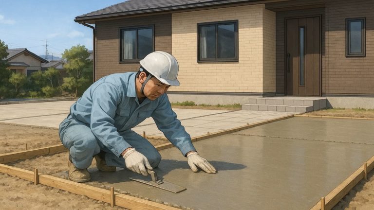 鈴鹿市の外構や庭に土間コンクリートを施工した画像