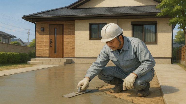 高崎市の外構や庭に土間コンクリートを施工した画像