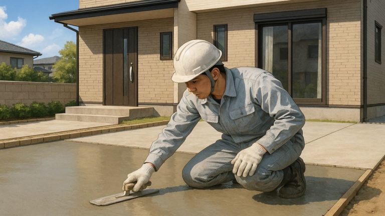 高槻市の外構や庭に土間コンクリートを施工した画像