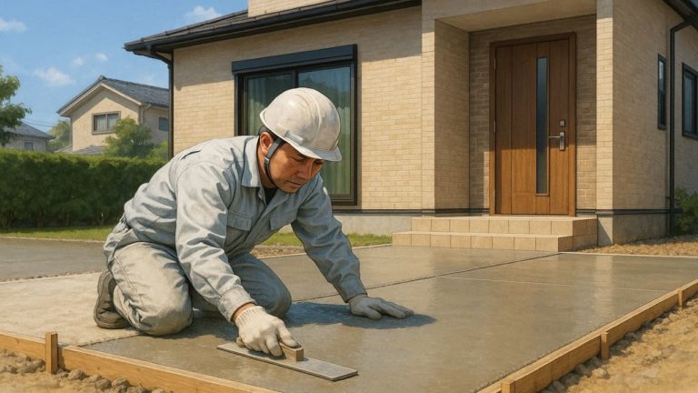 多摩市の外構や庭に土間コンクリートを施工した画像