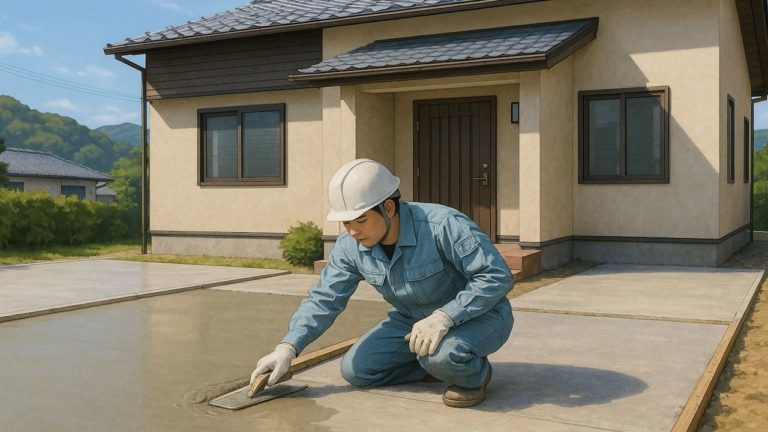 田辺市の外構や庭に土間コンクリートを施工した画像