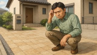 外構のタイル張りで後悔してる男性