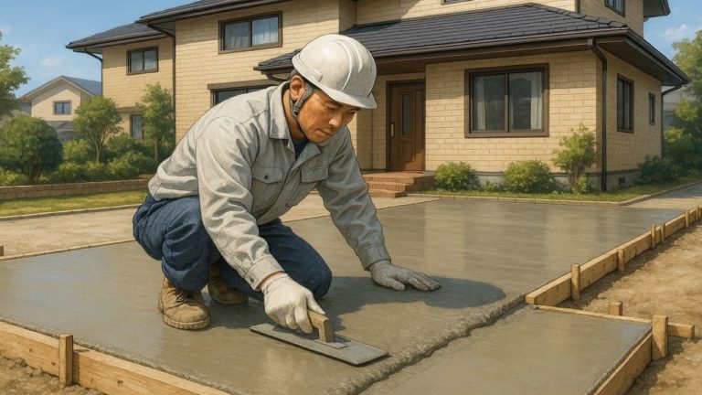 栃木県の外構や庭に土間コンクリートを施工した画像